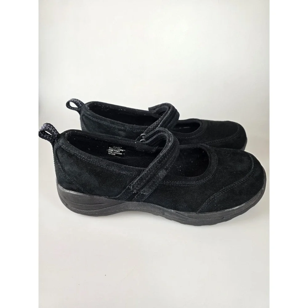 LL Bean Comfort Mocs Mary Jane Black Sz 9w 278614 Hook & Loop